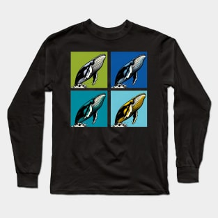 Vibrant Ocean Spectacle: Pop Art Whale Extravaganza Long Sleeve T-Shirt
